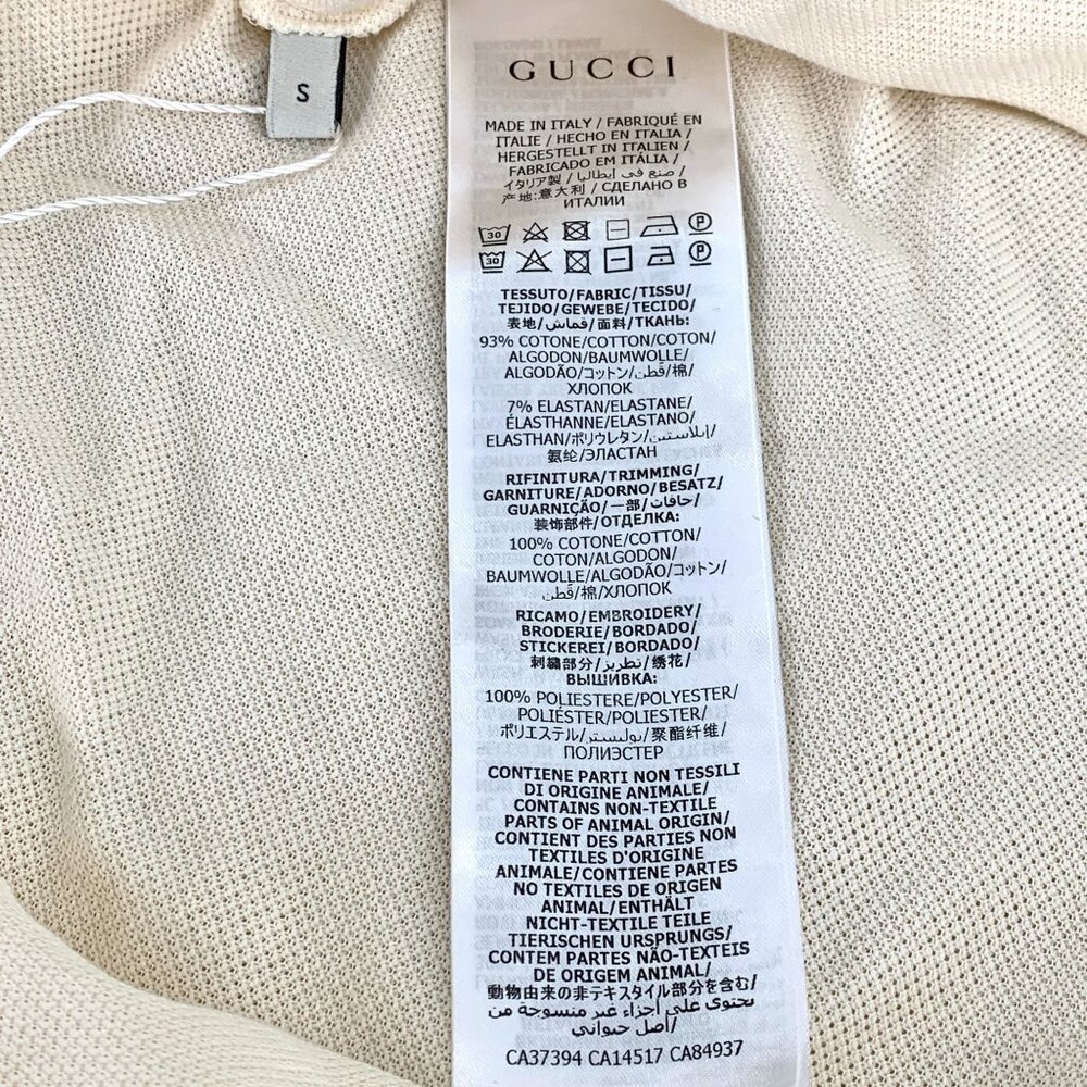 Gucci Mens Beige Polo Shirt With Embroidered Logo Short Sleeve S - Picture 6 of 7